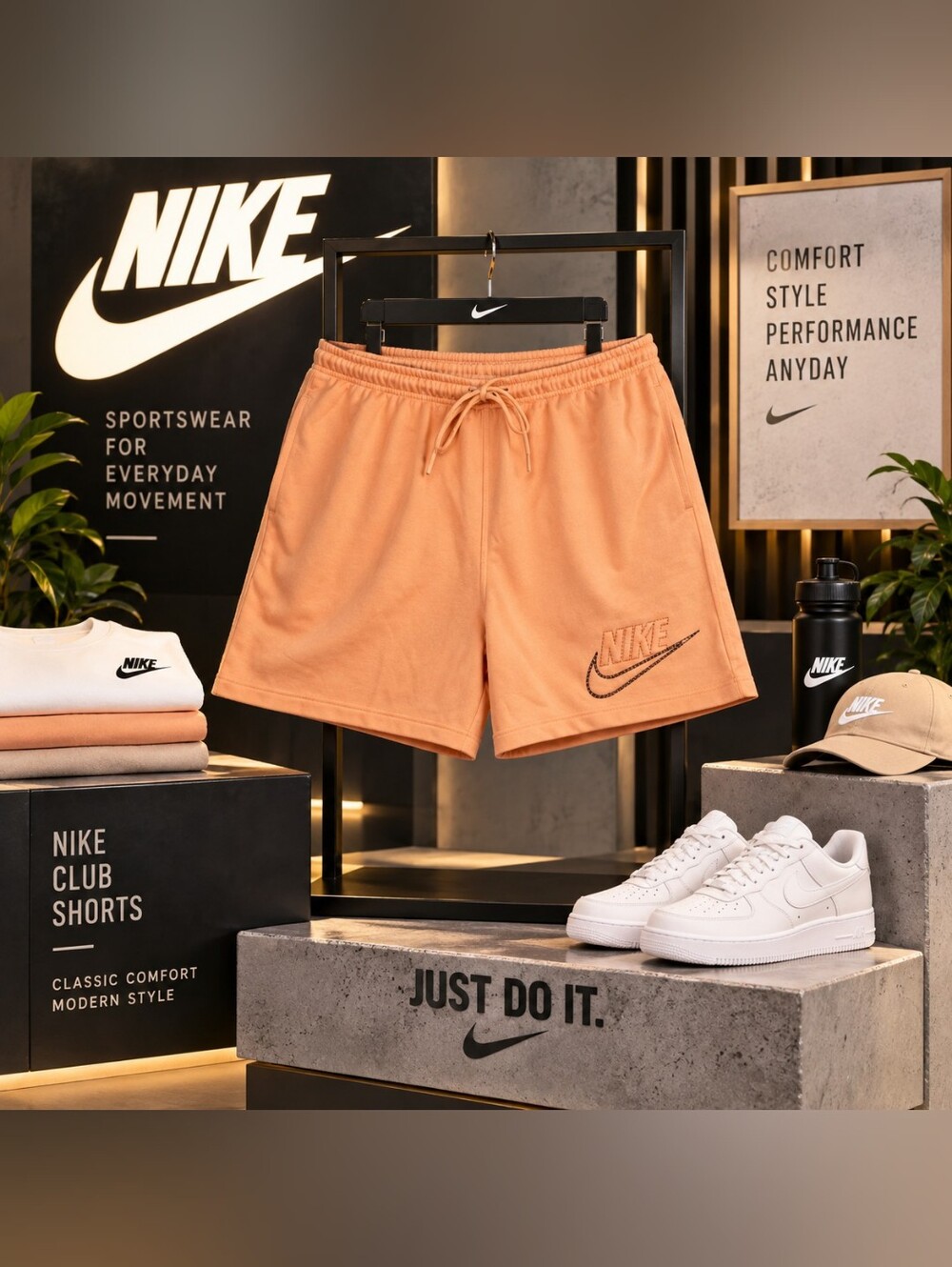 Nike Women’s Peach Elastic-Waist Athletic Shorts